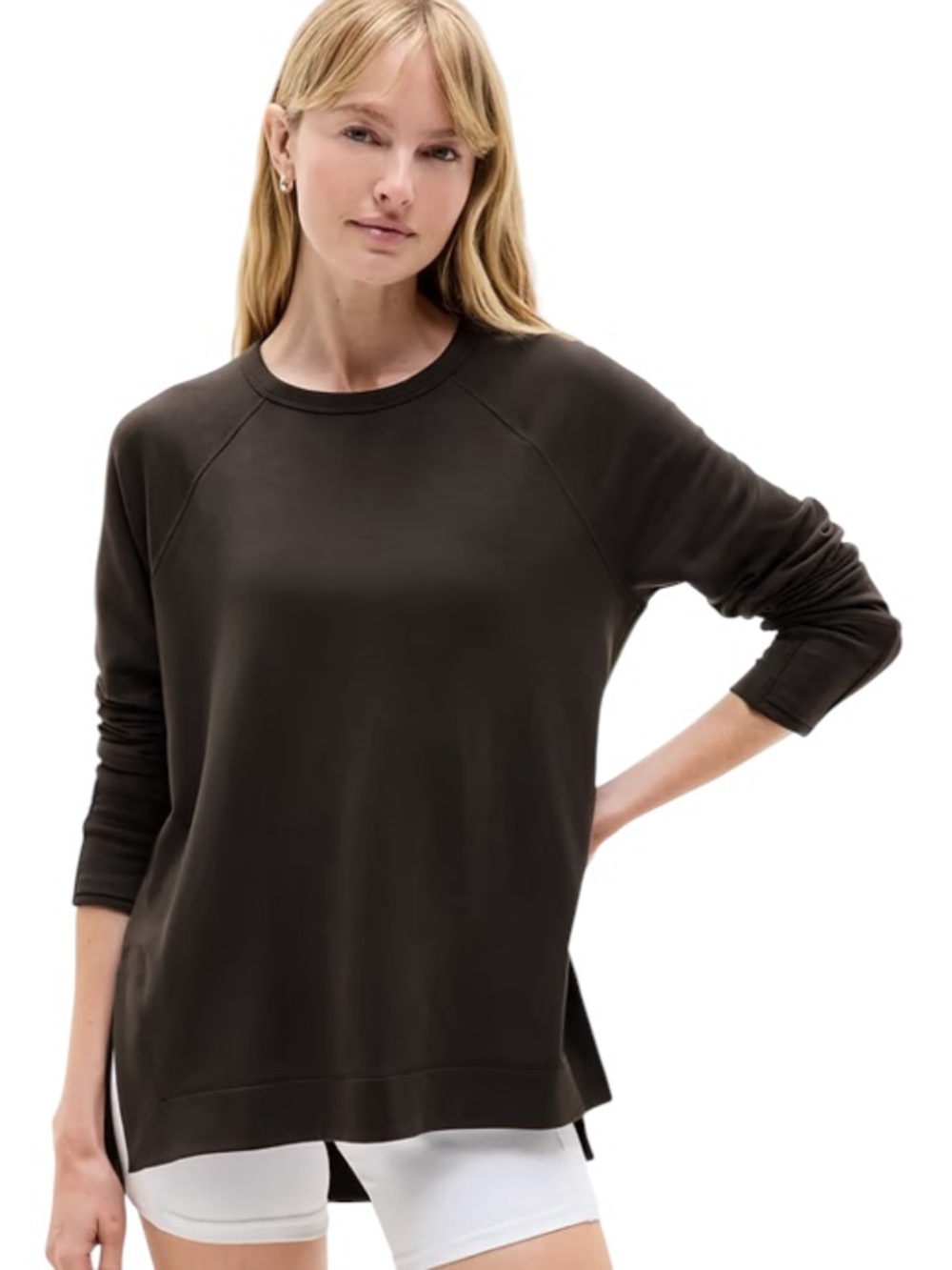 NWOT Athleta ($99) Coaster Luxe Truffle Recover Sweatshirt  - PTP 24